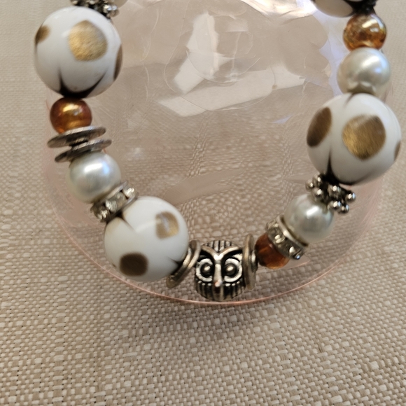 SET! Bronze Blown Glass Heart Pendant with Pearl and Beaded Bracelets - Picture 11 of 15